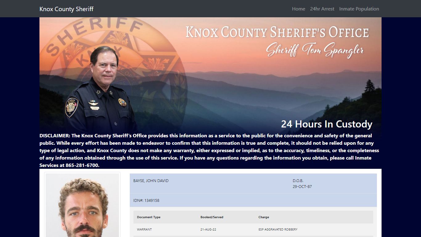 Knox County Tennessee - Sheriff - 24 Hour Arrests